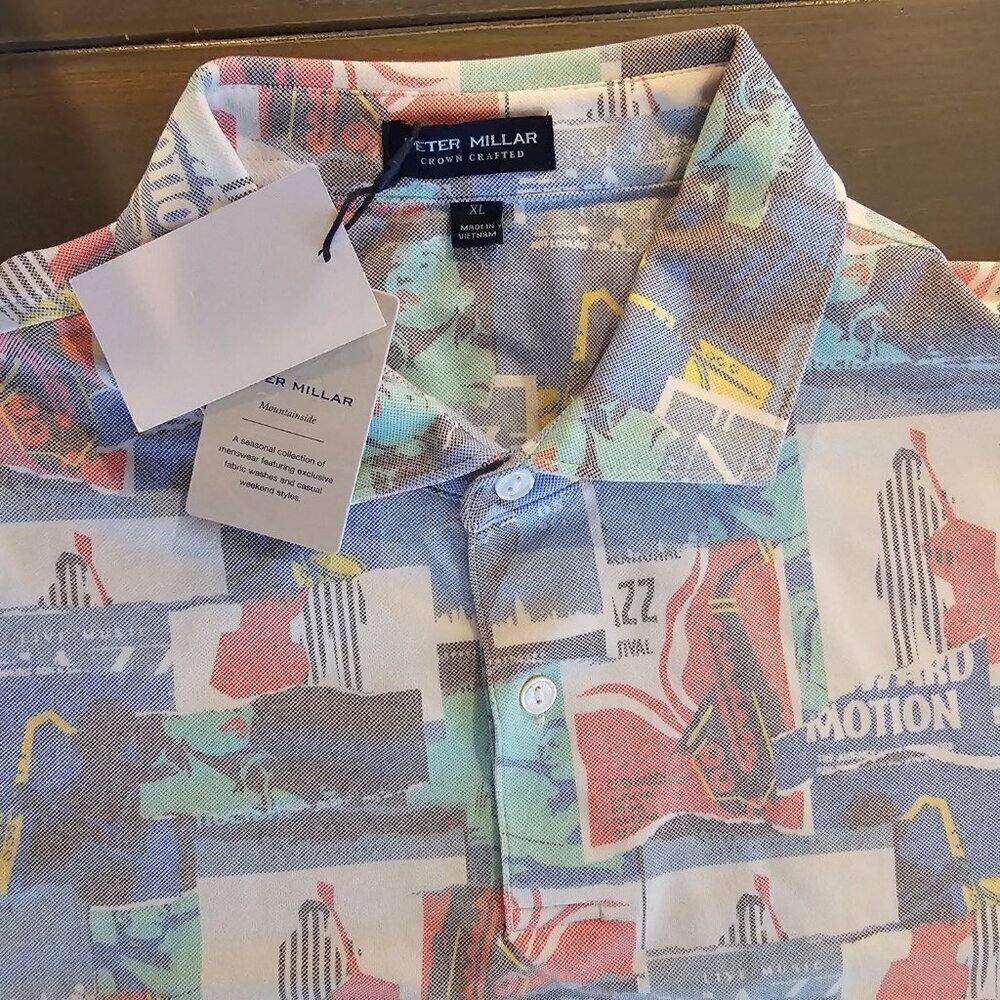 NWT Peter Millar Men'S Crown Crafted Jazz Print Musical Polo Shirt Size XL - Picture 7 of 8